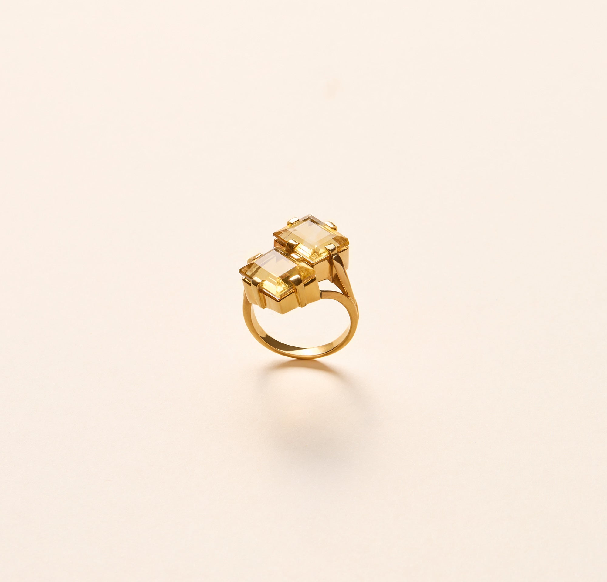 Bague Toi & Moi, citrines rectangulaires - Joalie
