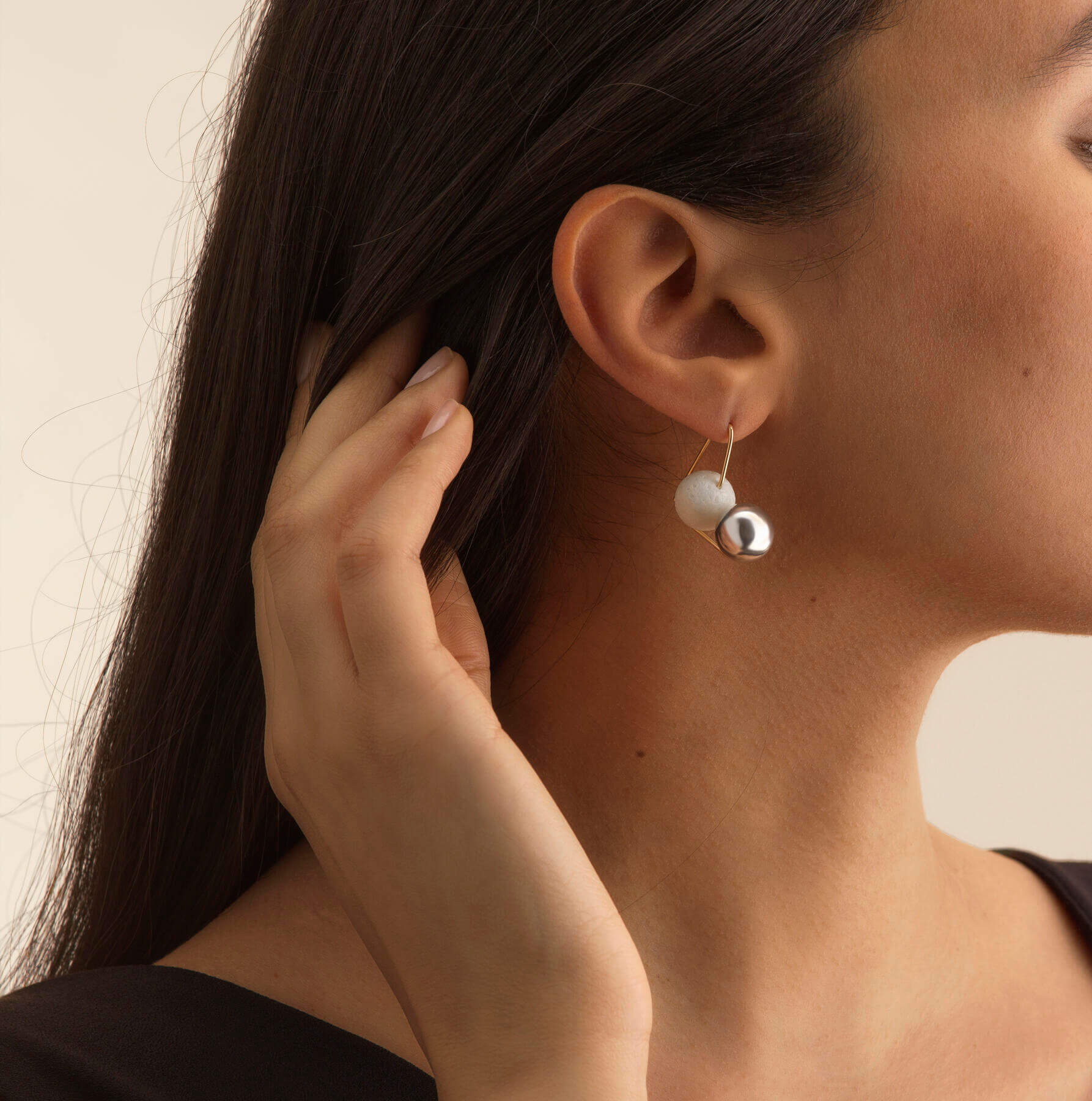 Boucles d'oreilles Olympe petit modèle, turquoise et citrine - Joalie