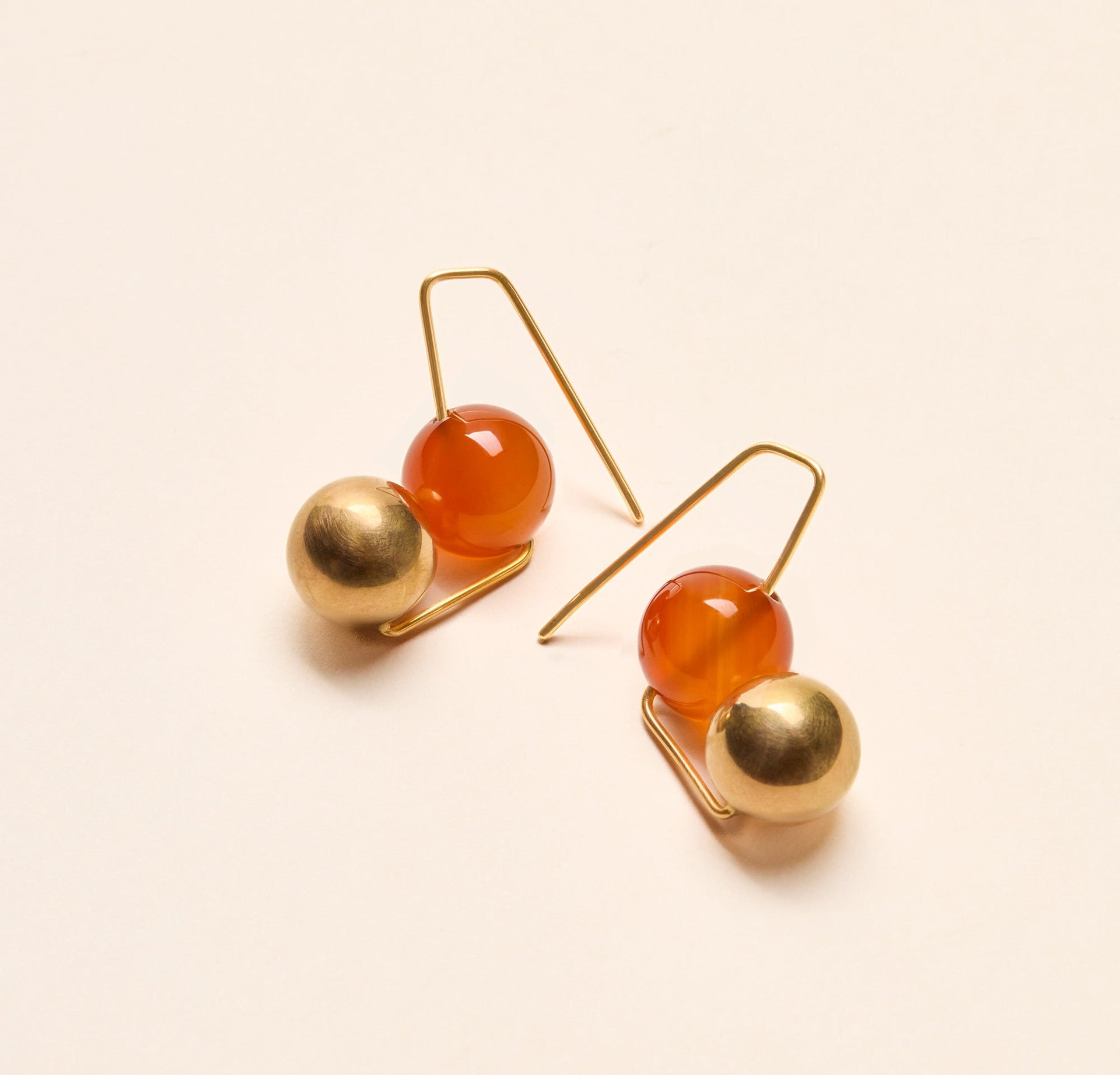 Boucles d'oreilles Olympe petit modèle, cornaline et or - Joalie