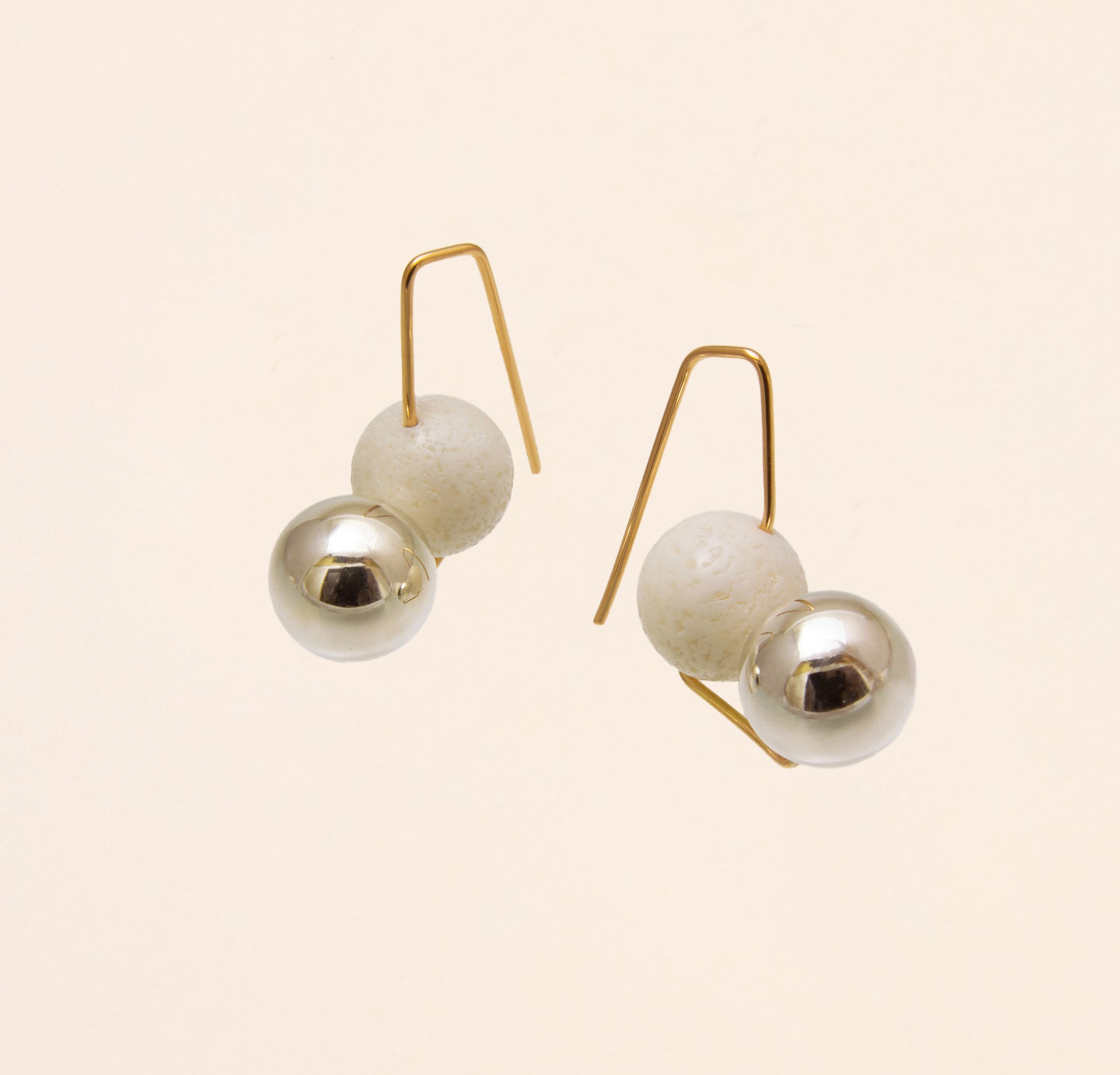 Boucles d'oreilles Olympe petit modèle, madrepore et argent - Joalie