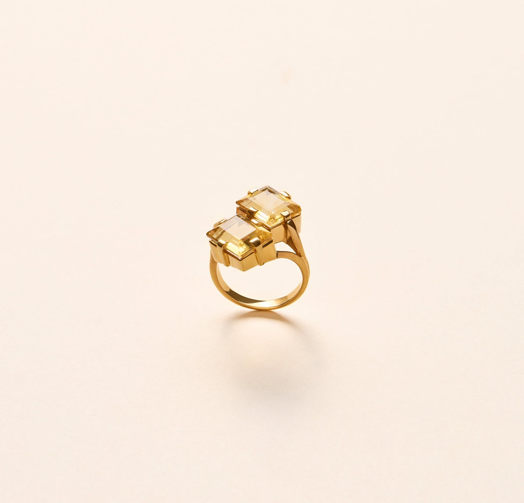 Bague Toi & Moi, citrines rectangulaires - Joalie
