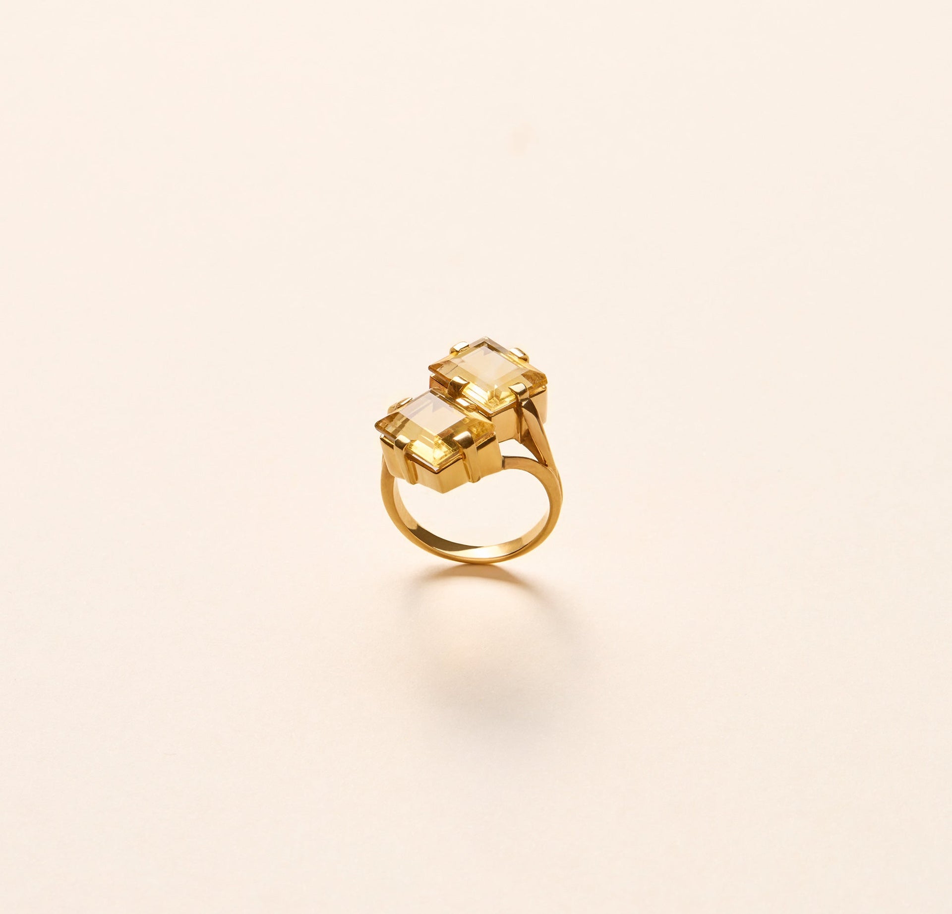 Bague Toi & Moi, citrines rectangulaires - Joalie