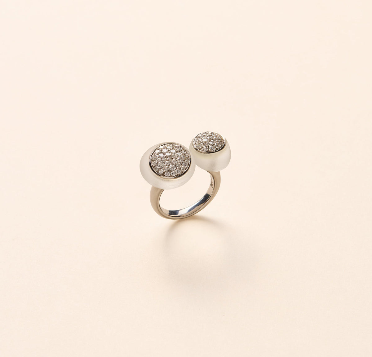 Bague Galet Toi & Moi, cristal de roche et diamant - Joalie