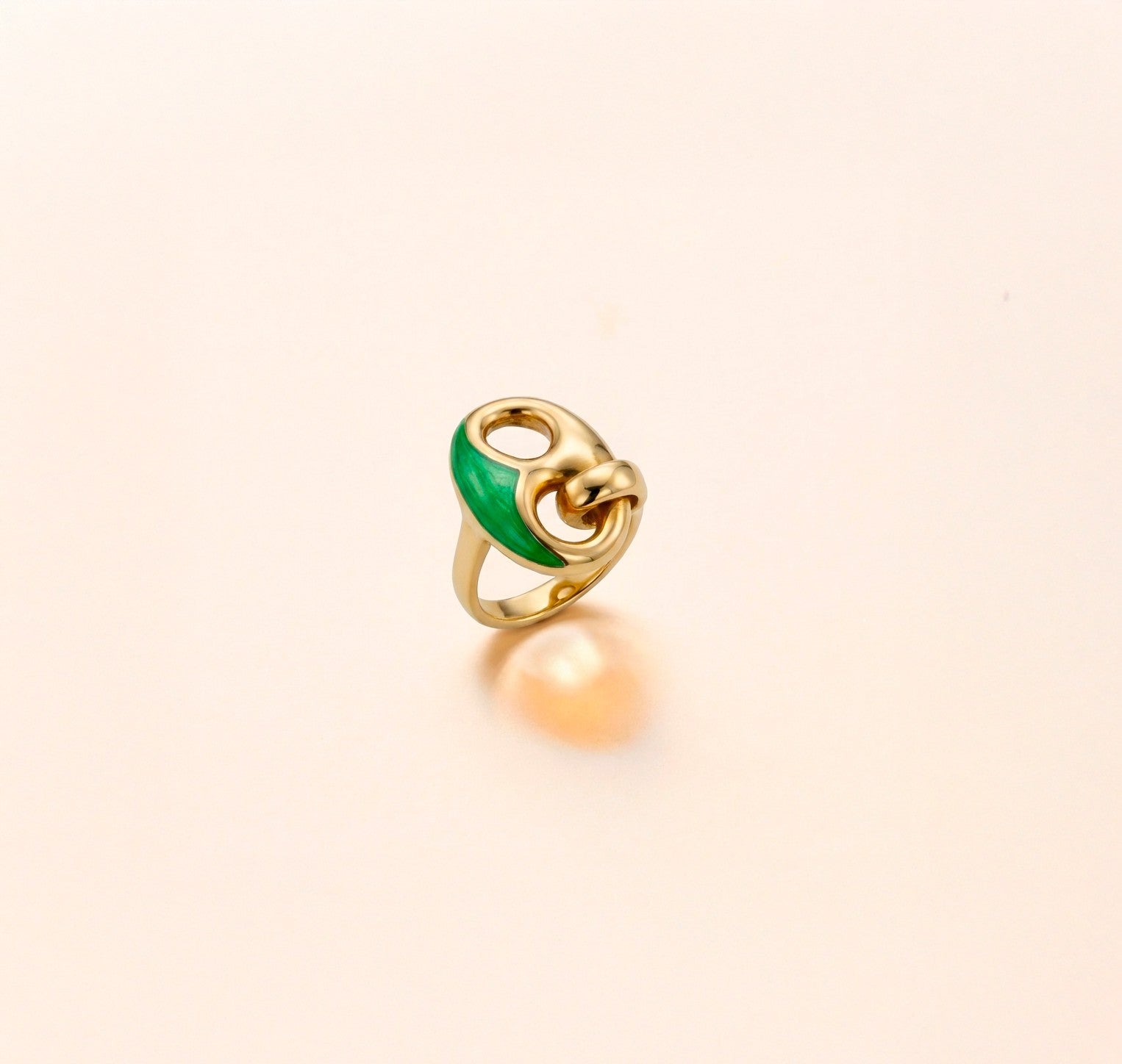 bijou ancien, bague grain de café émail vert