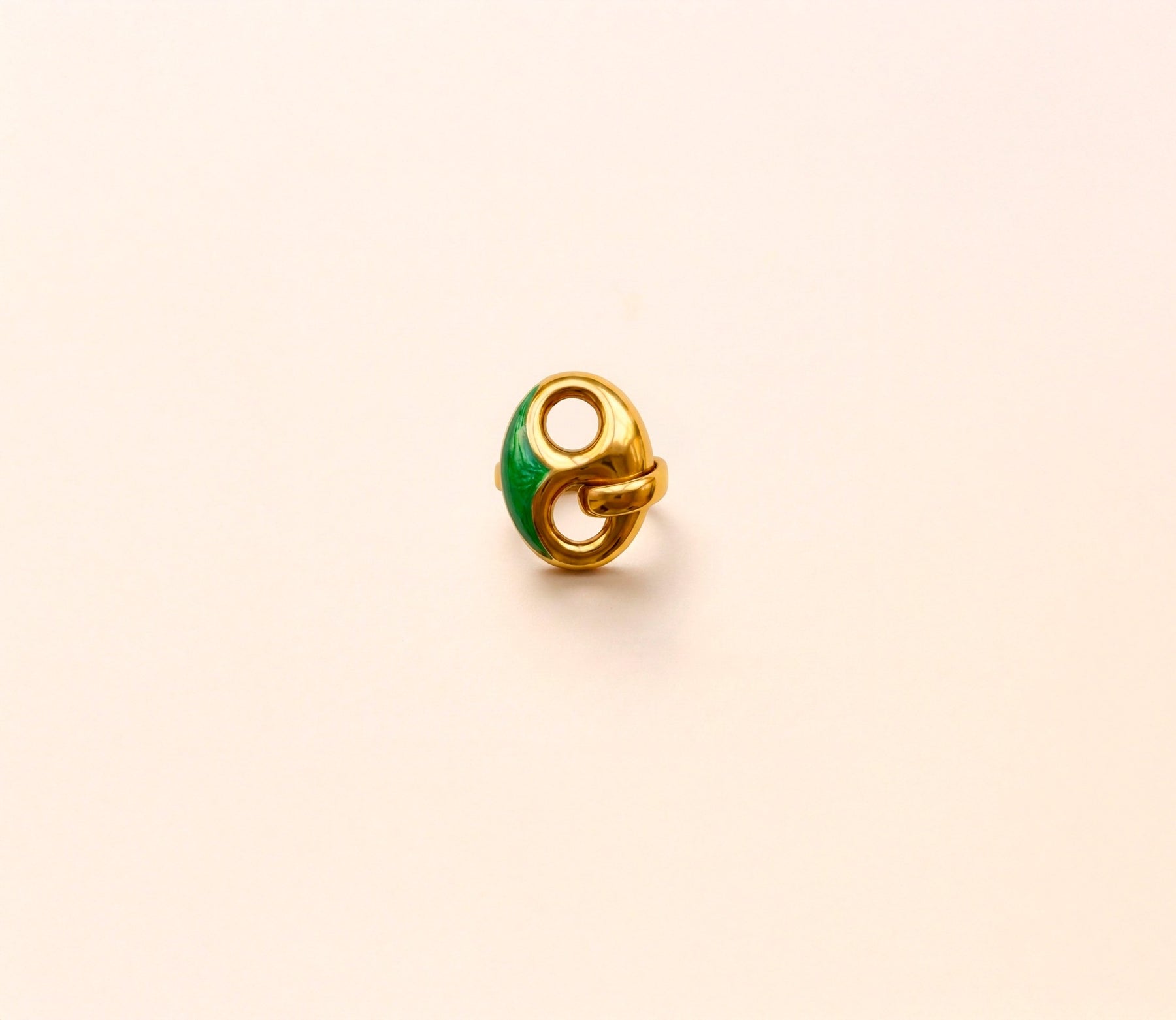 bijou ancien, bague grain de café, émail vert, bis