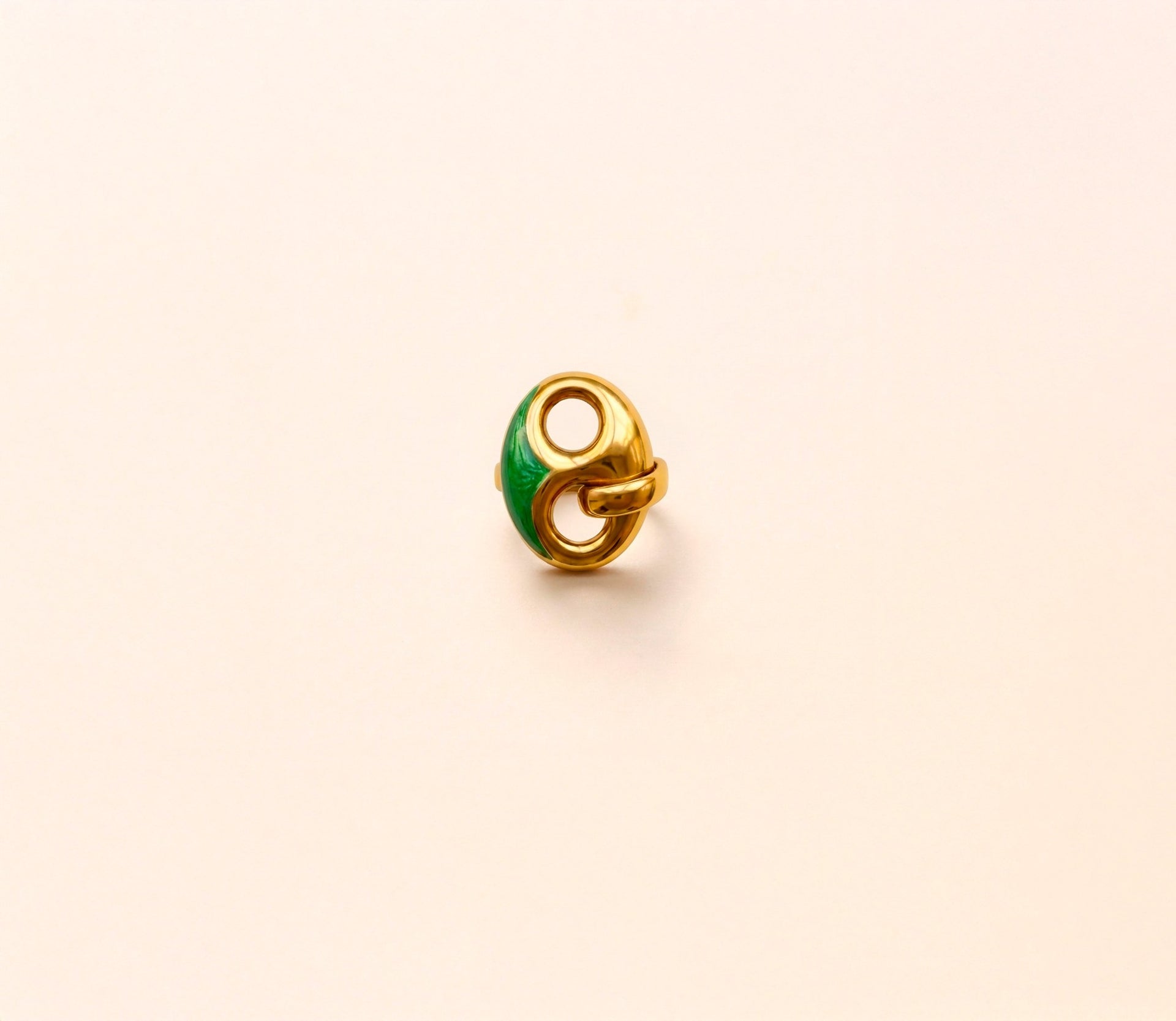 bijou ancien, bague grain de café, émail vert, bis