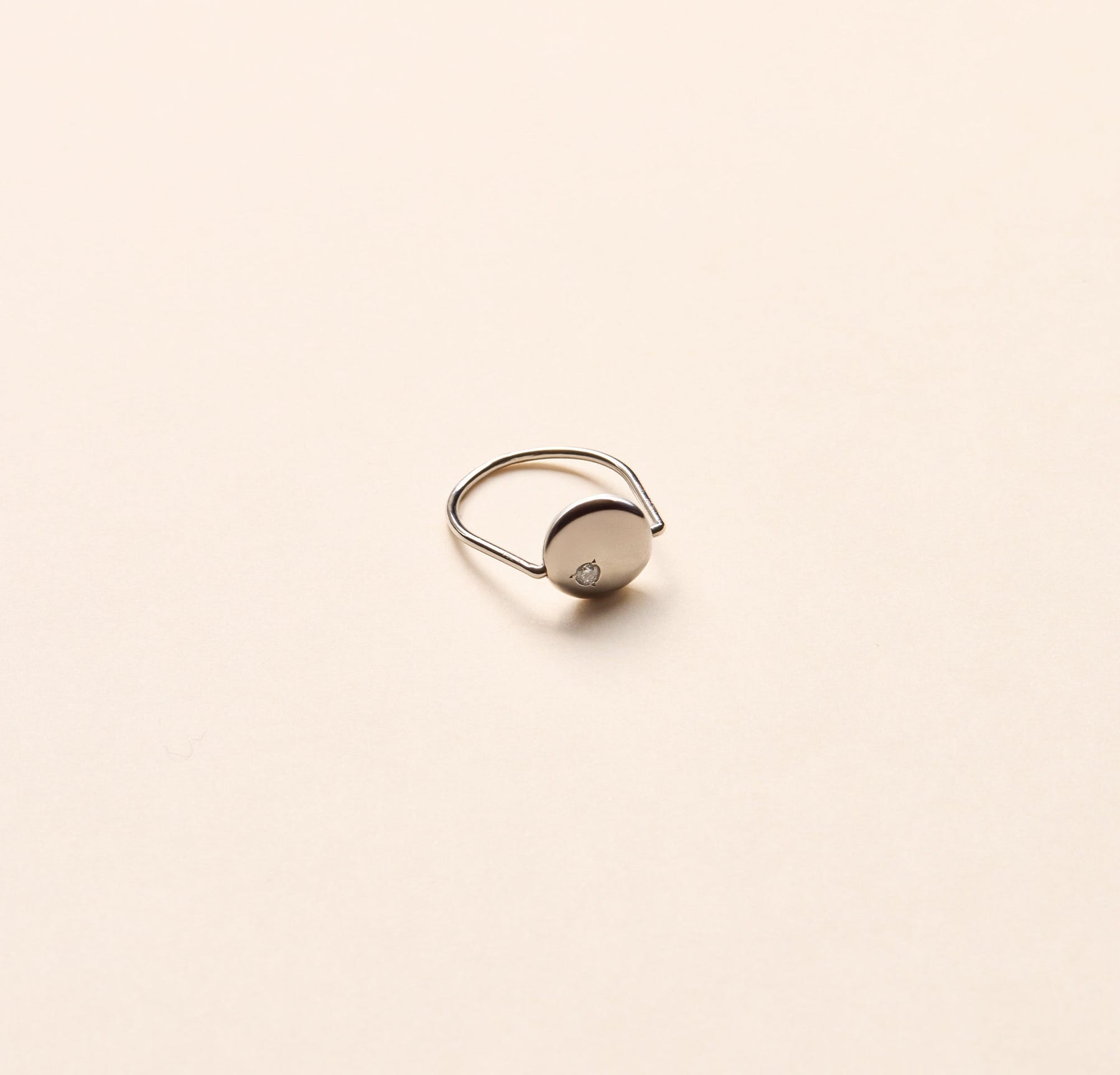 Bague Mini Galet diamant or blanc