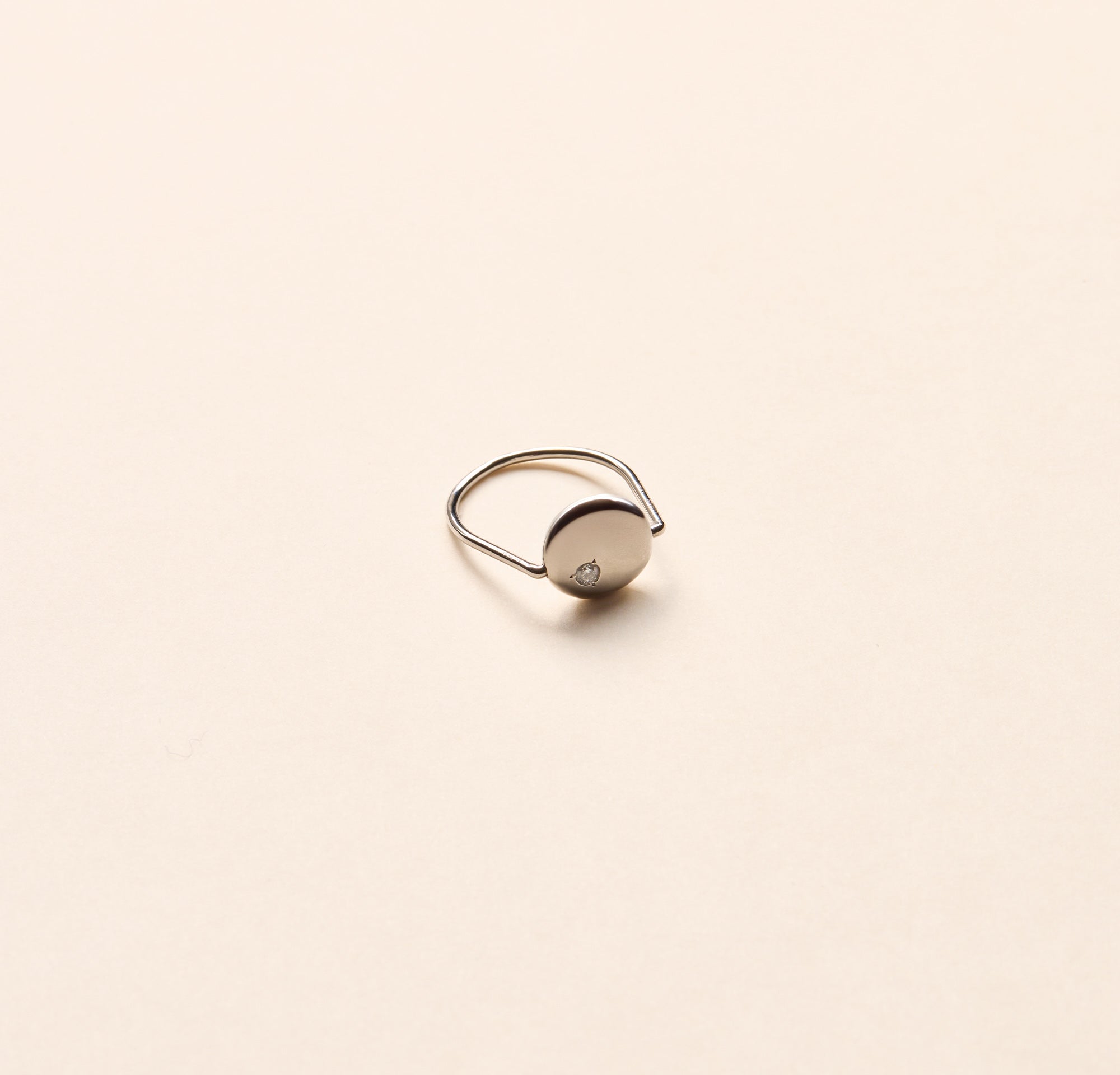 Bague Mini Galet diamant or blanc
