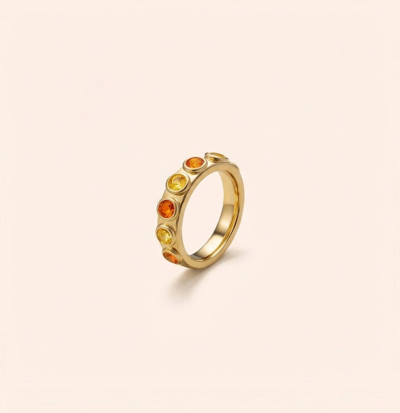 Bague No Stress saphirs jaunes et oranges
