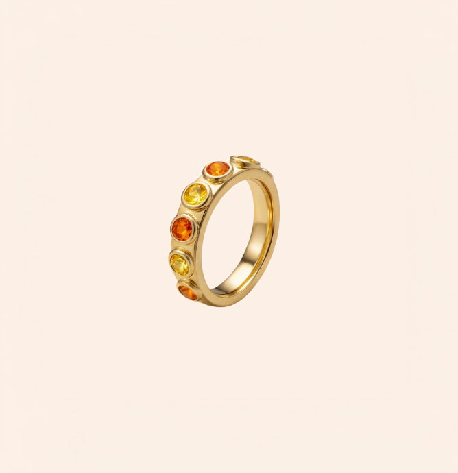Bague No Stress saphires jaunes et oranges