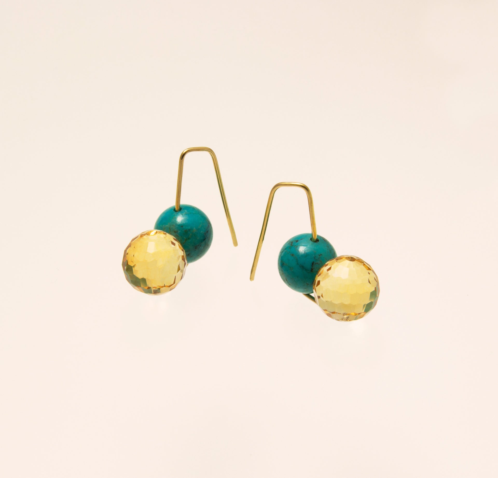 Boucles d'oreilles Omympe, turquoise et citrine