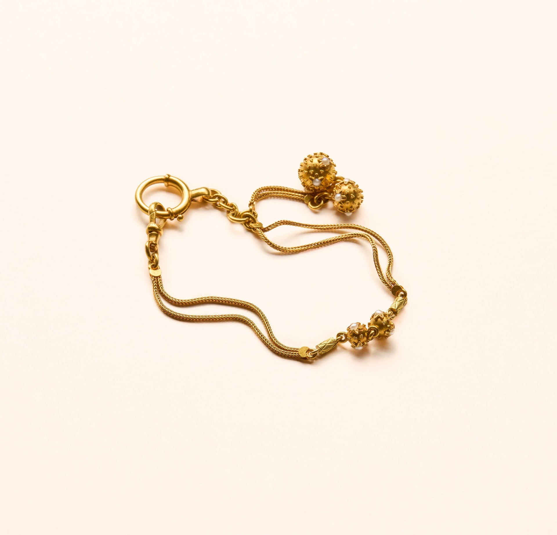 Bracelet ancien Victorien, chaîne et perles  