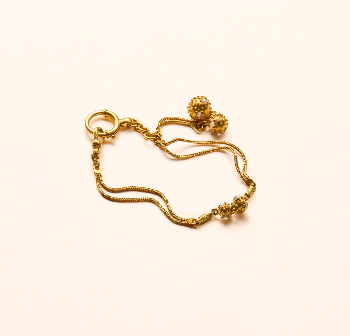 Bracelet ancien Victorien, chaîne et perles  