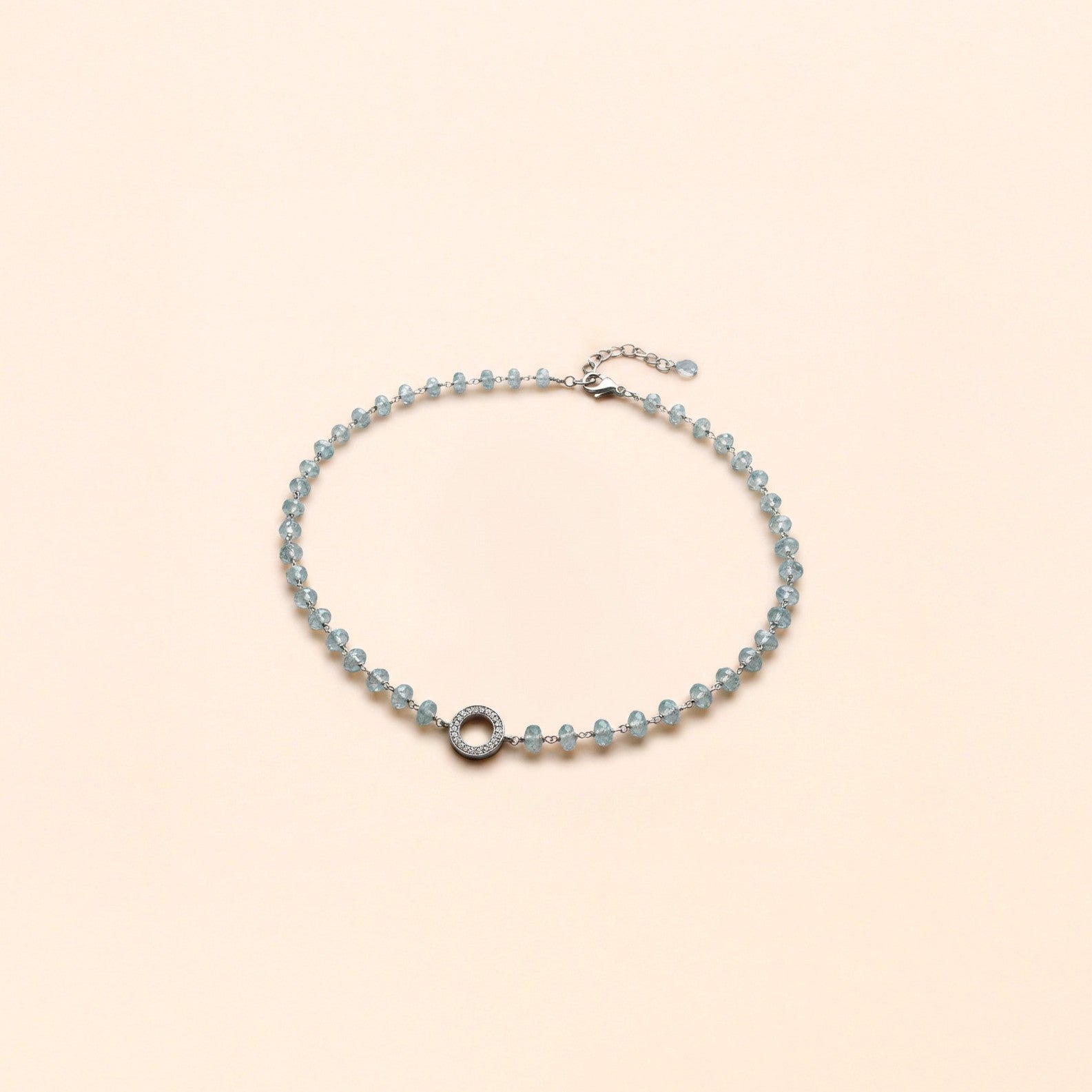 Collier Aqua aigue marine avec fermoir or et diamants