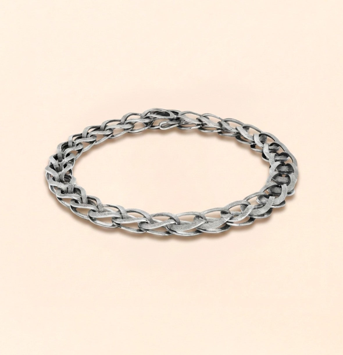 Collier maillons argent, bijoux épidermiques Martine Hermans